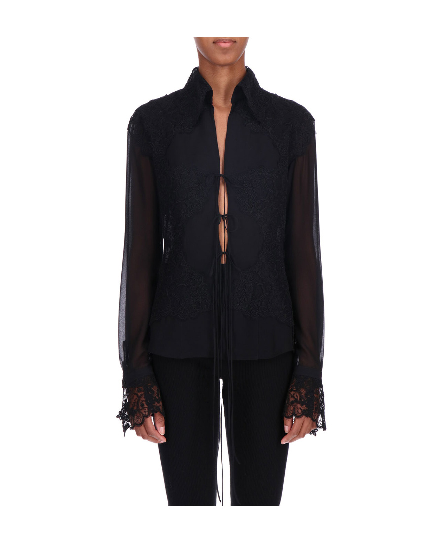 Ermanno Scervino Lace Long-sleeved Shirt In Black