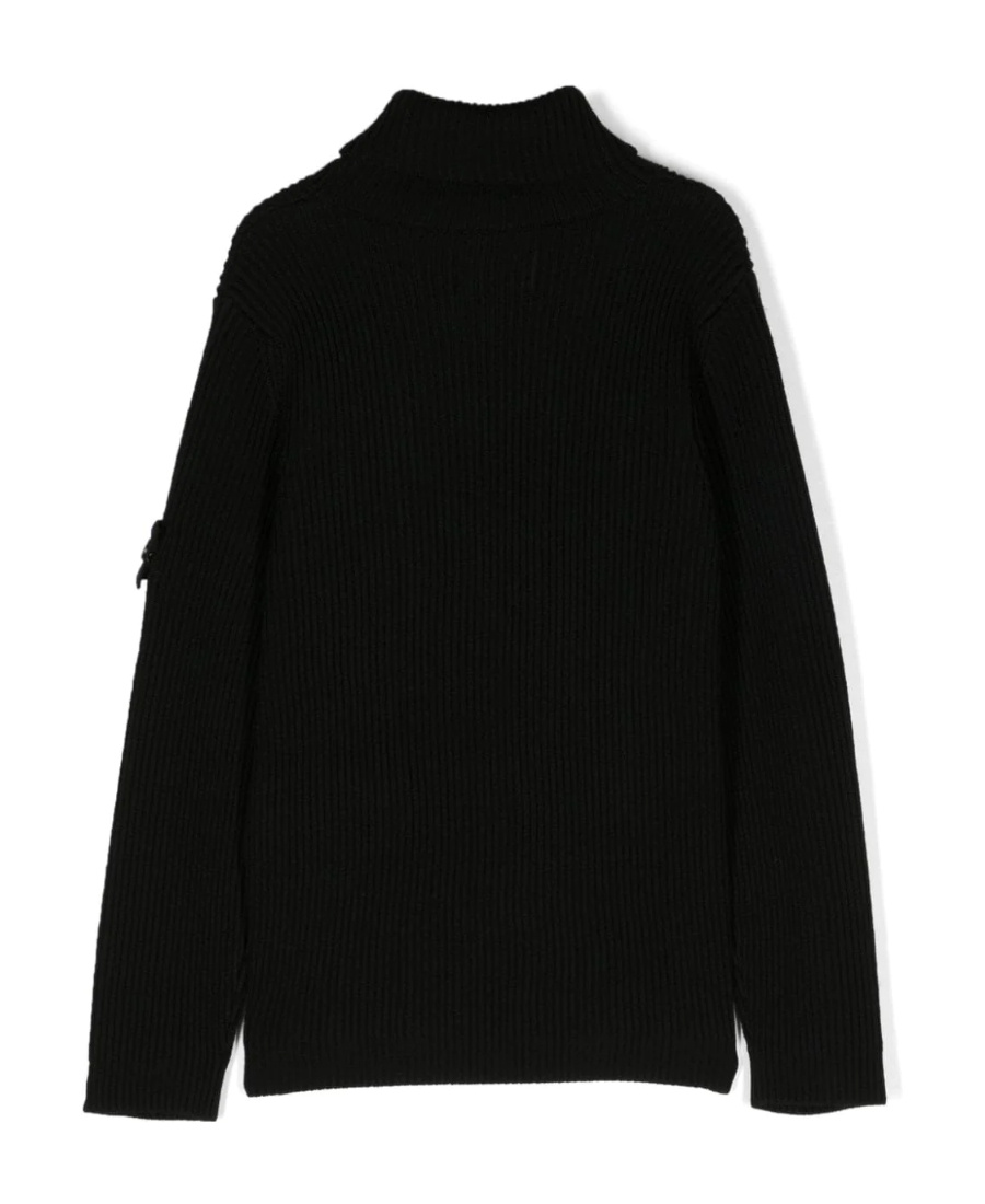 Stone Island Logo Embossed Sweater In Black