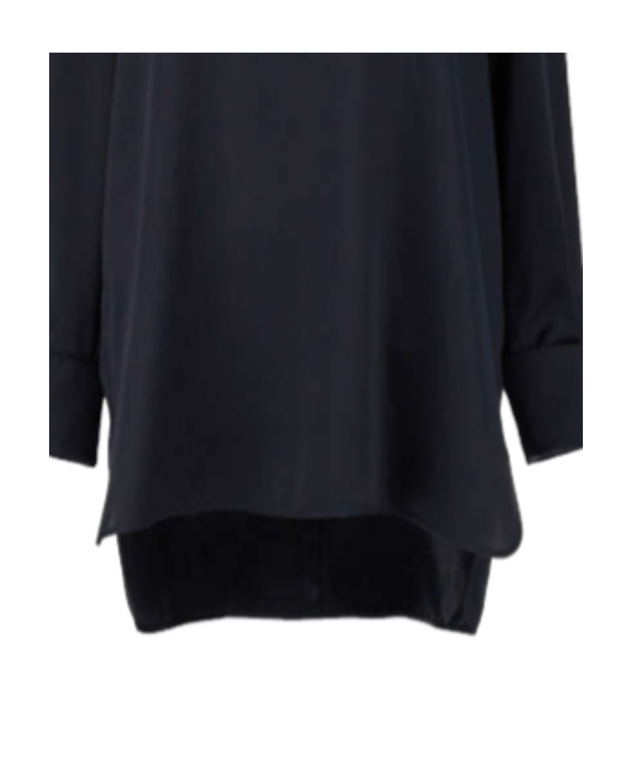 Max Mara Dark Blue Asymmetrical Hem Blouse In Black