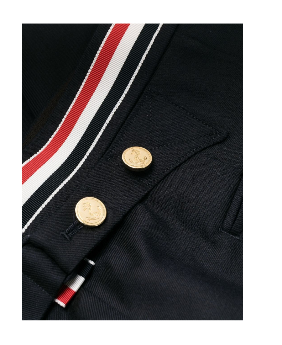 Thom Browne Rwb-waistband Cropped Tailored Trousers In Black