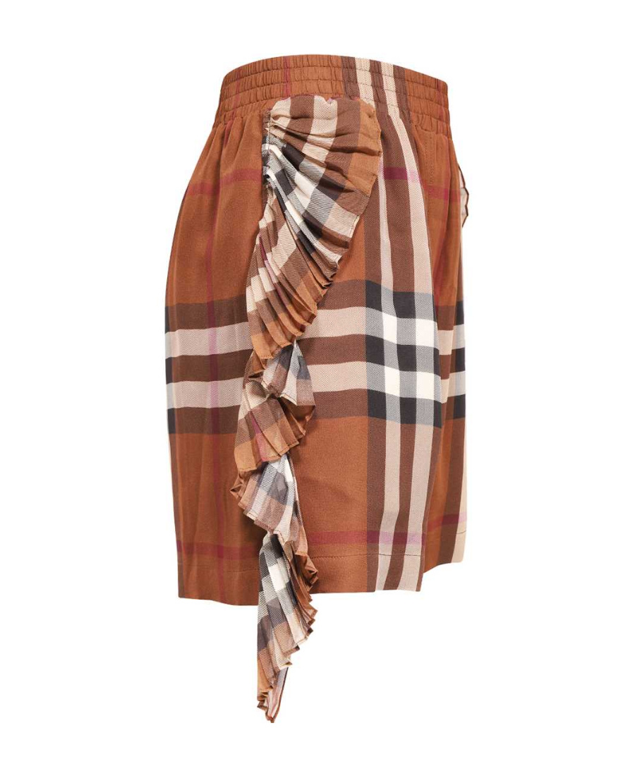 Burberry Check-print Silk Shorts In Brown