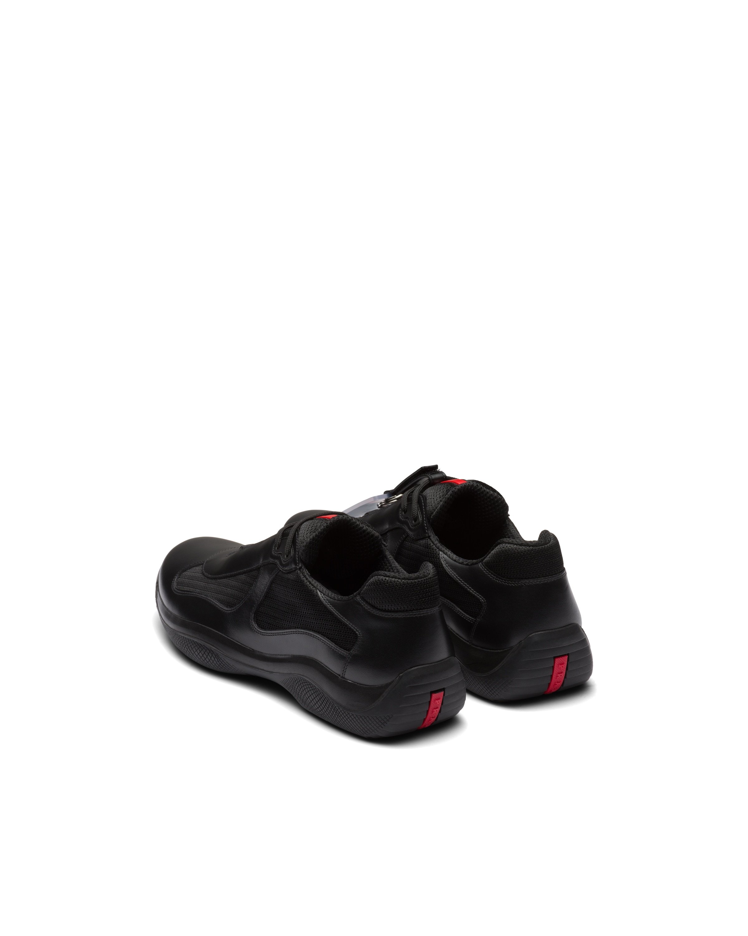 Prada Fabric And Leather America S Cup Sneakers In Black