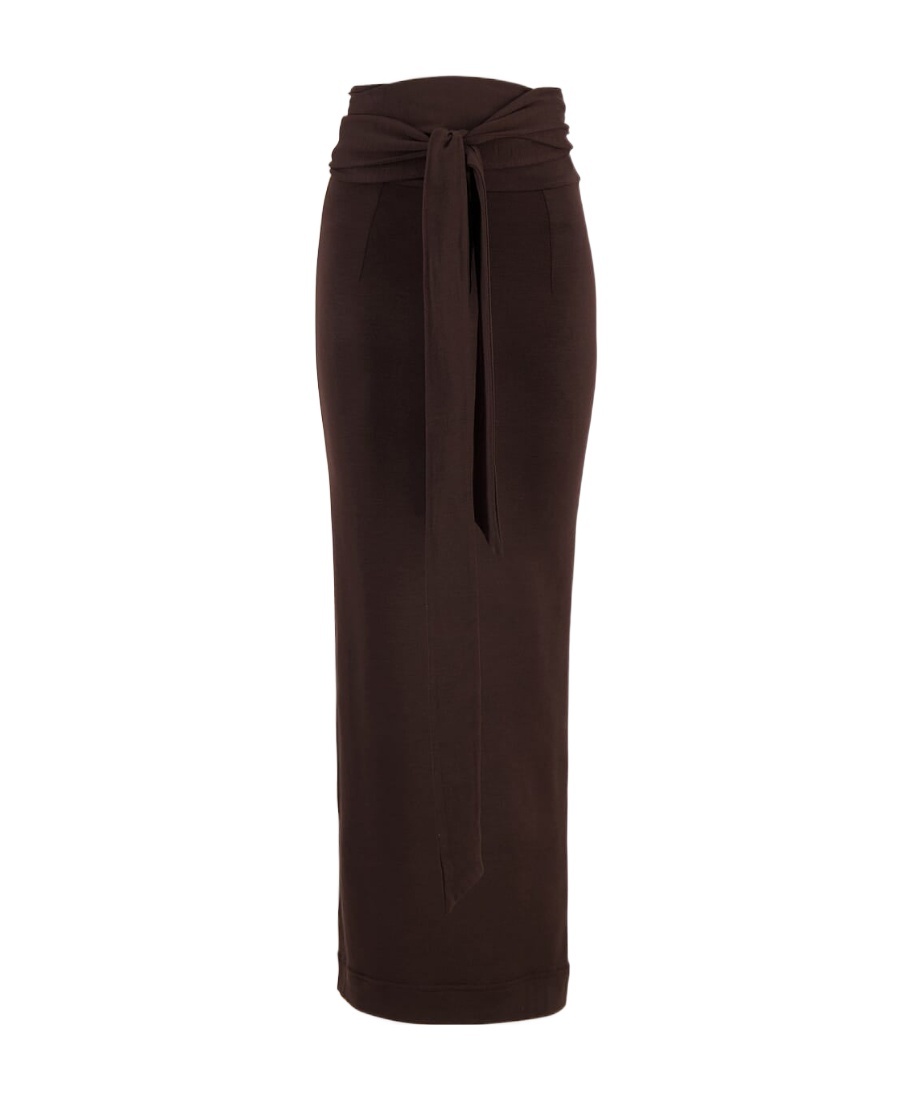 Shop Dolce & Gabbana Belted Virgin-wool Blend Maxi Skirt In Black
