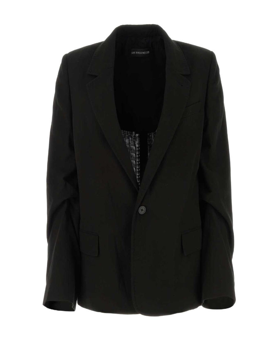 Ann Demeulemeester Black Sigle Breasted Blazer In Black