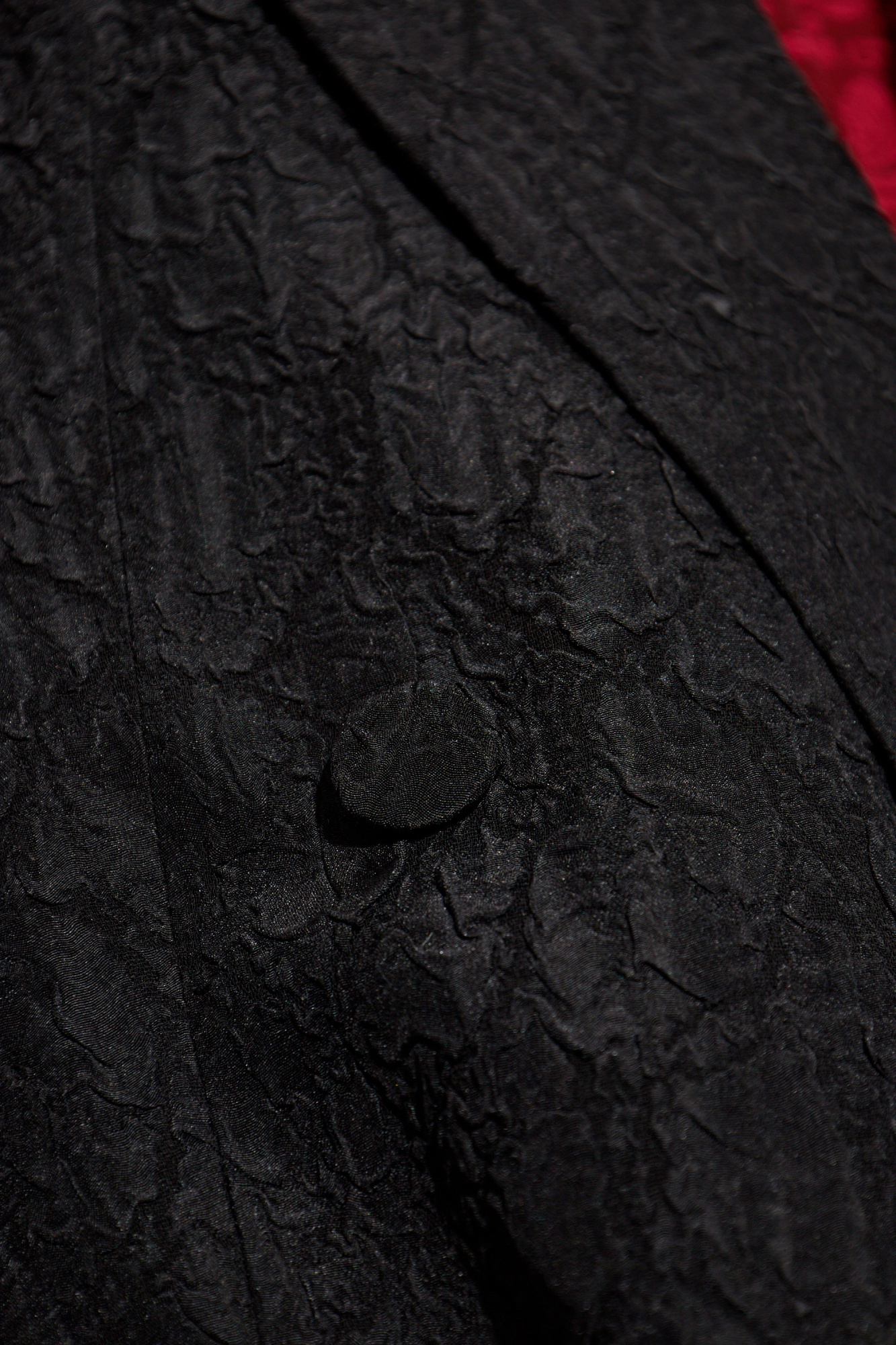 Dries Van Noten Longline Textured Jacket Notched Lapels In Black