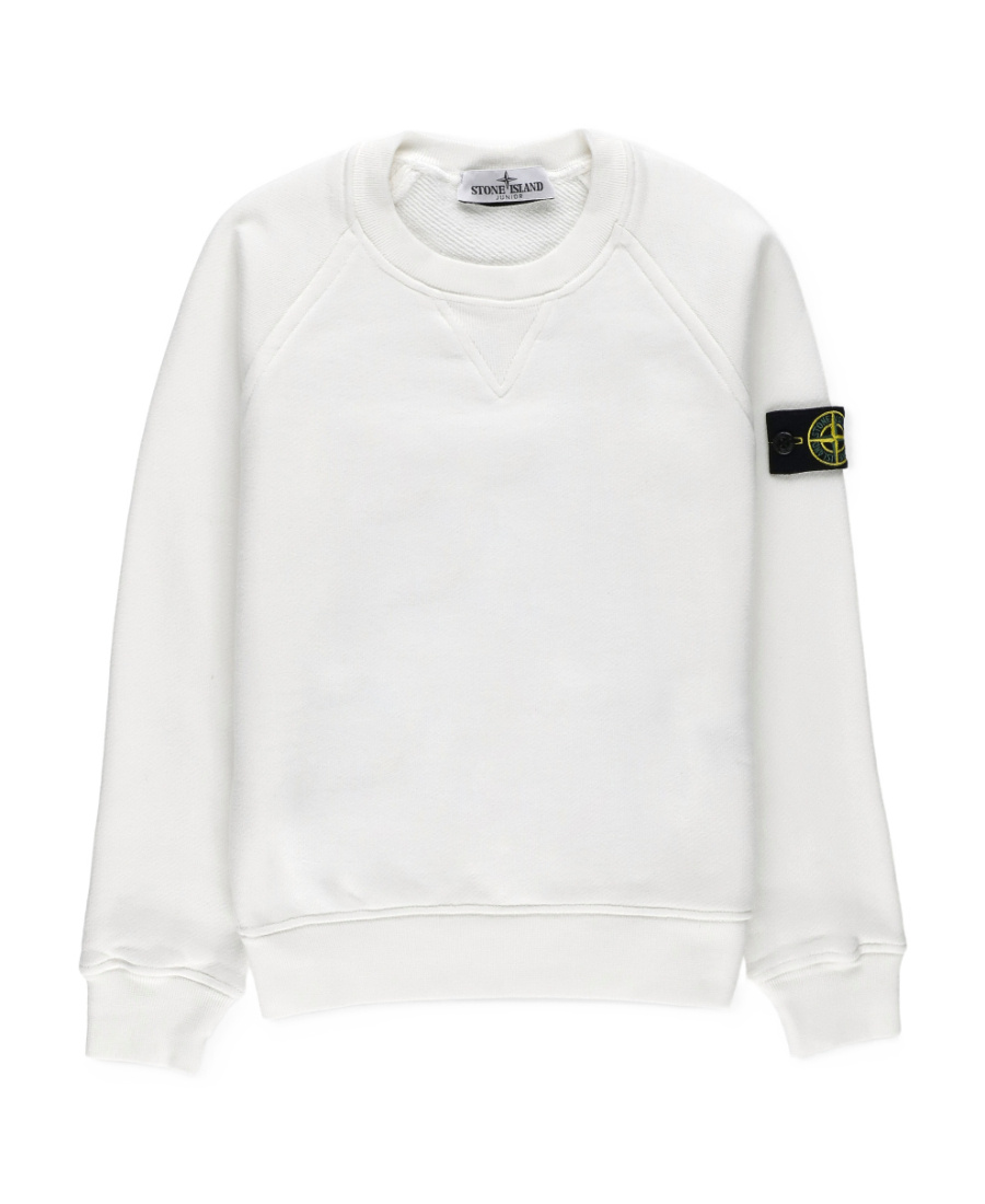 Stone Island Compass-motif Cotton Sweatshirt In White