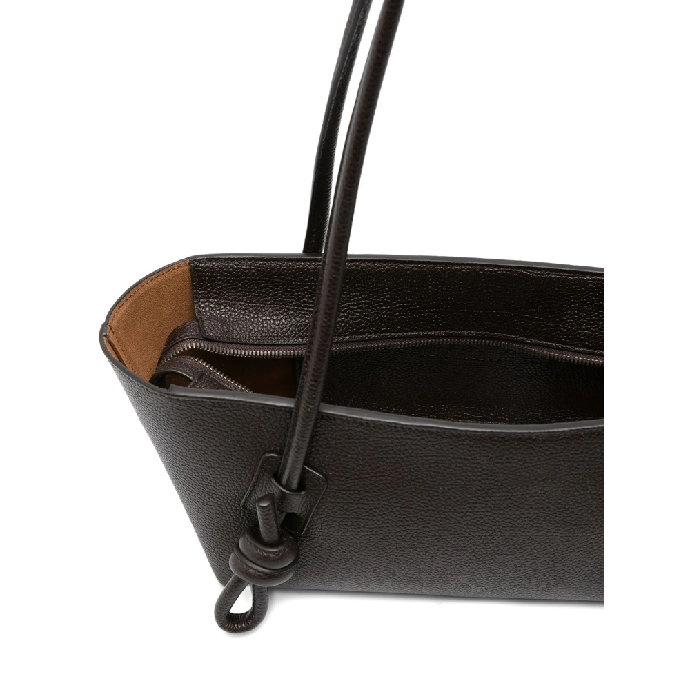 Hereu Textured Shoulder Bag Knotted Handles In Brown