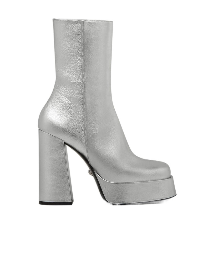 Versace Thick-heeled Boots In Gray