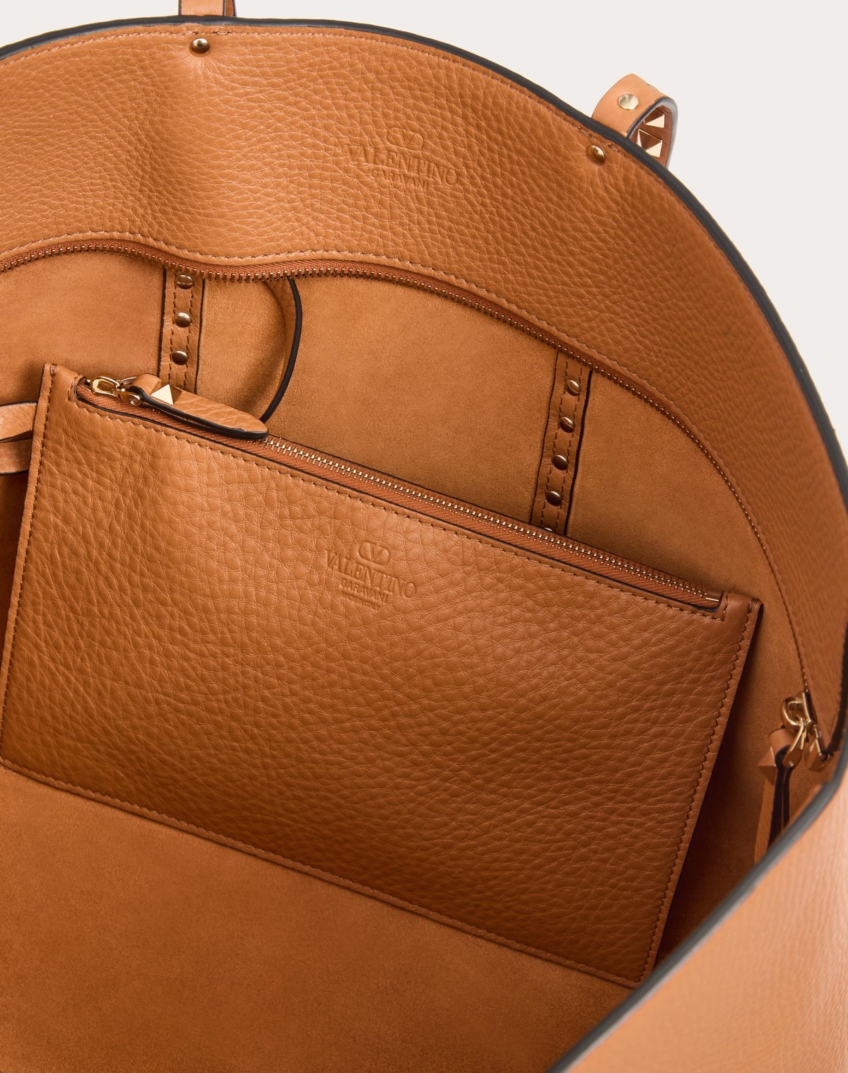 Valentino Rockstud Shoulder Bag In Almond Beige