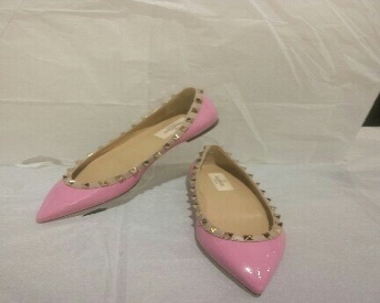 Valentino Rockstud Patent Leather Ballerinas In Brown