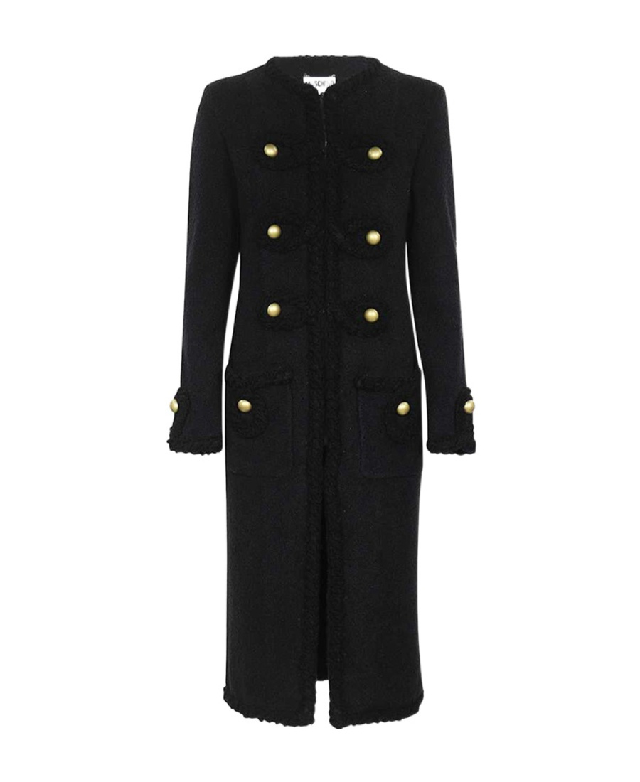 Moschino Single-breasted Long Coat In Black