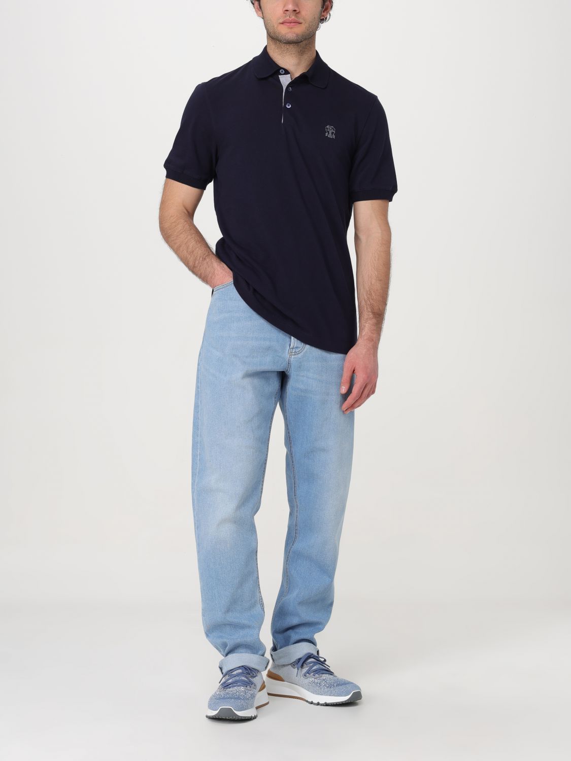 Brunello Cucinelli Logo-patch Jeans In Blue