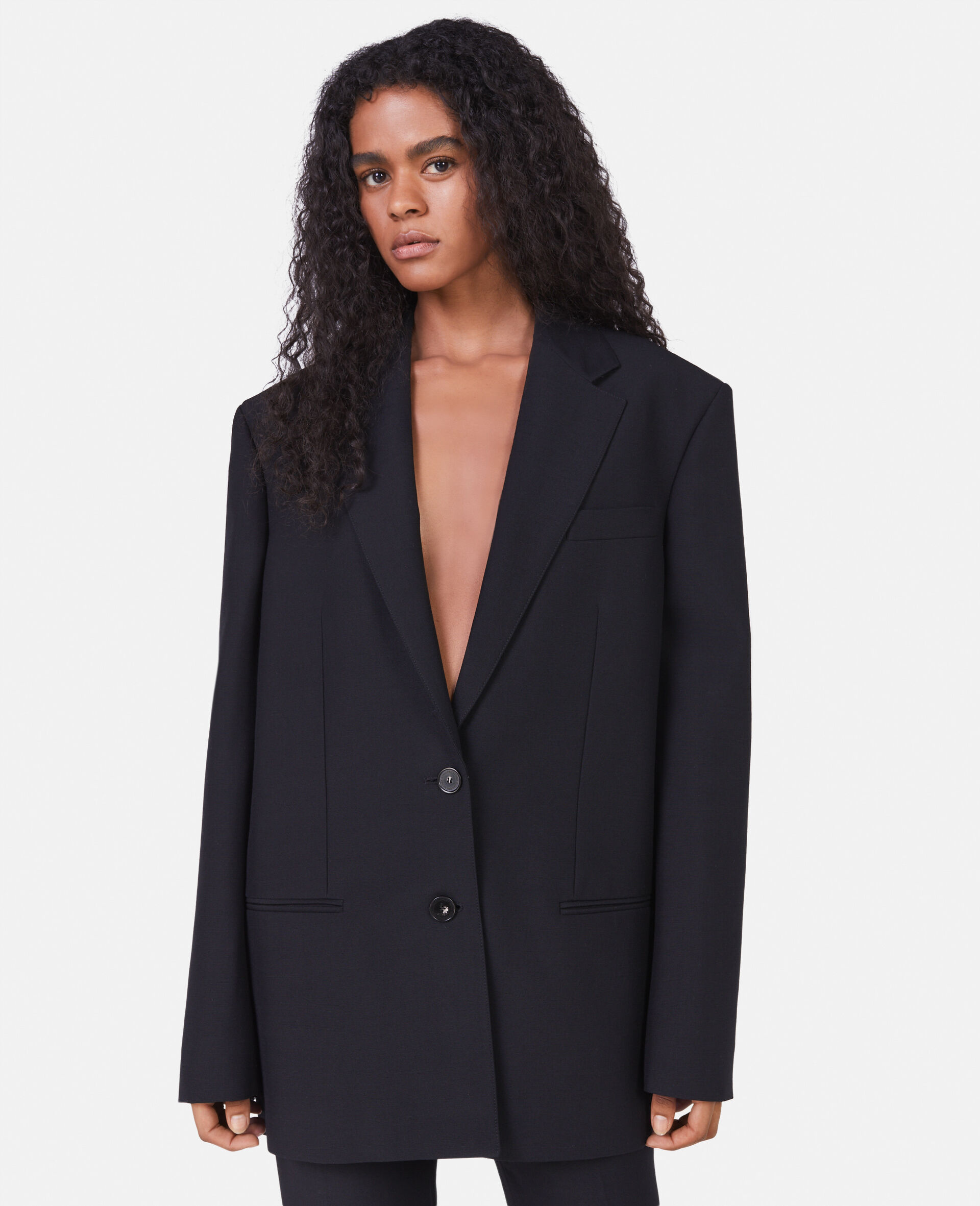 Stella Mccartney Oversized Single-breasted Wool Blazer In Black