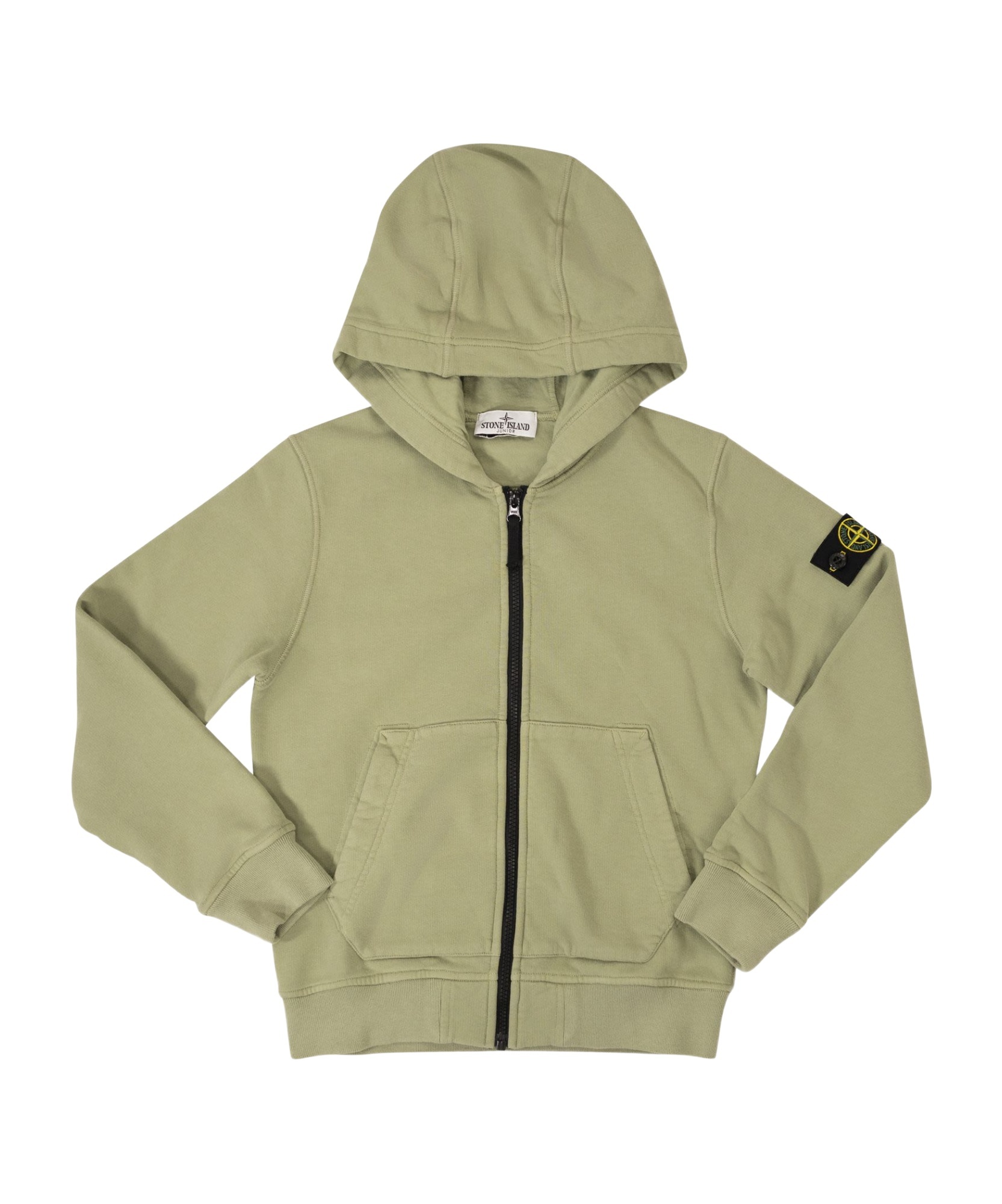 STONE ISLAND STONE ISLAND JUNIOR COMPASS PATCH ZIP-UP HOODIE