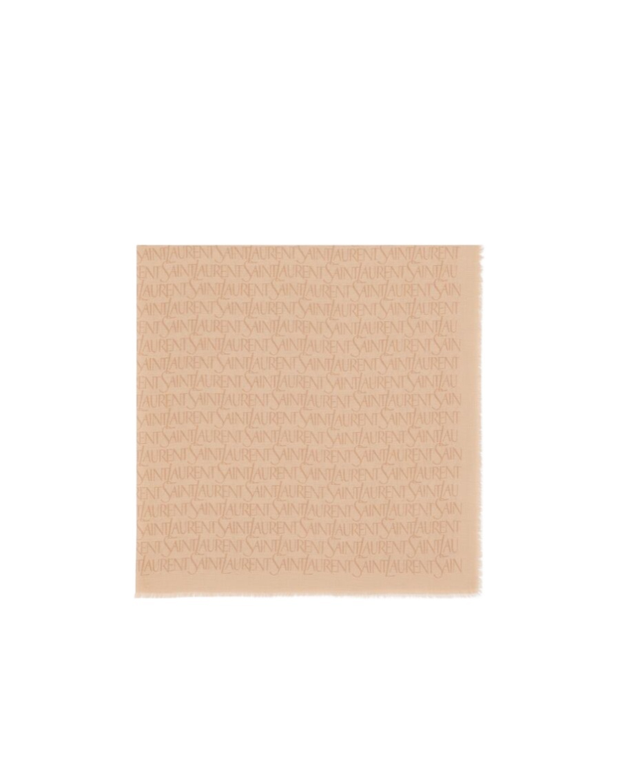 Saint Laurent Logo-jacquard Scarf In Nude