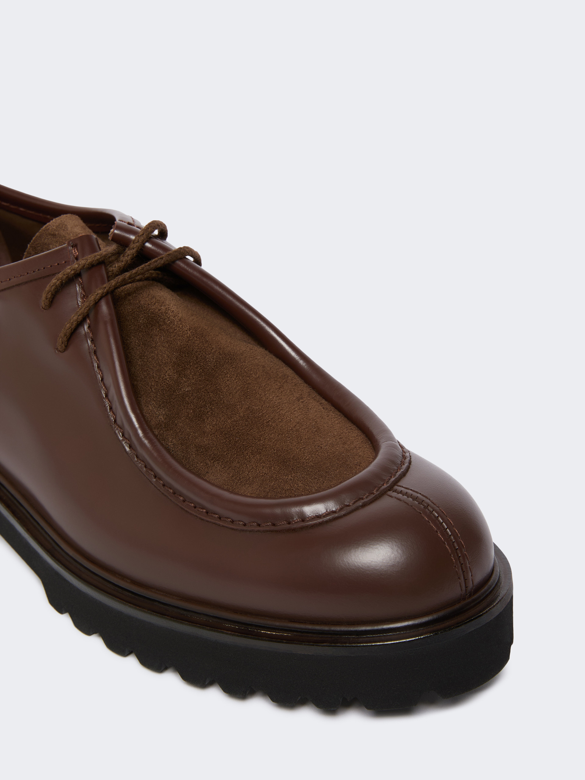 Max Mara Leather And Suede Lace-up Shoes In Brown