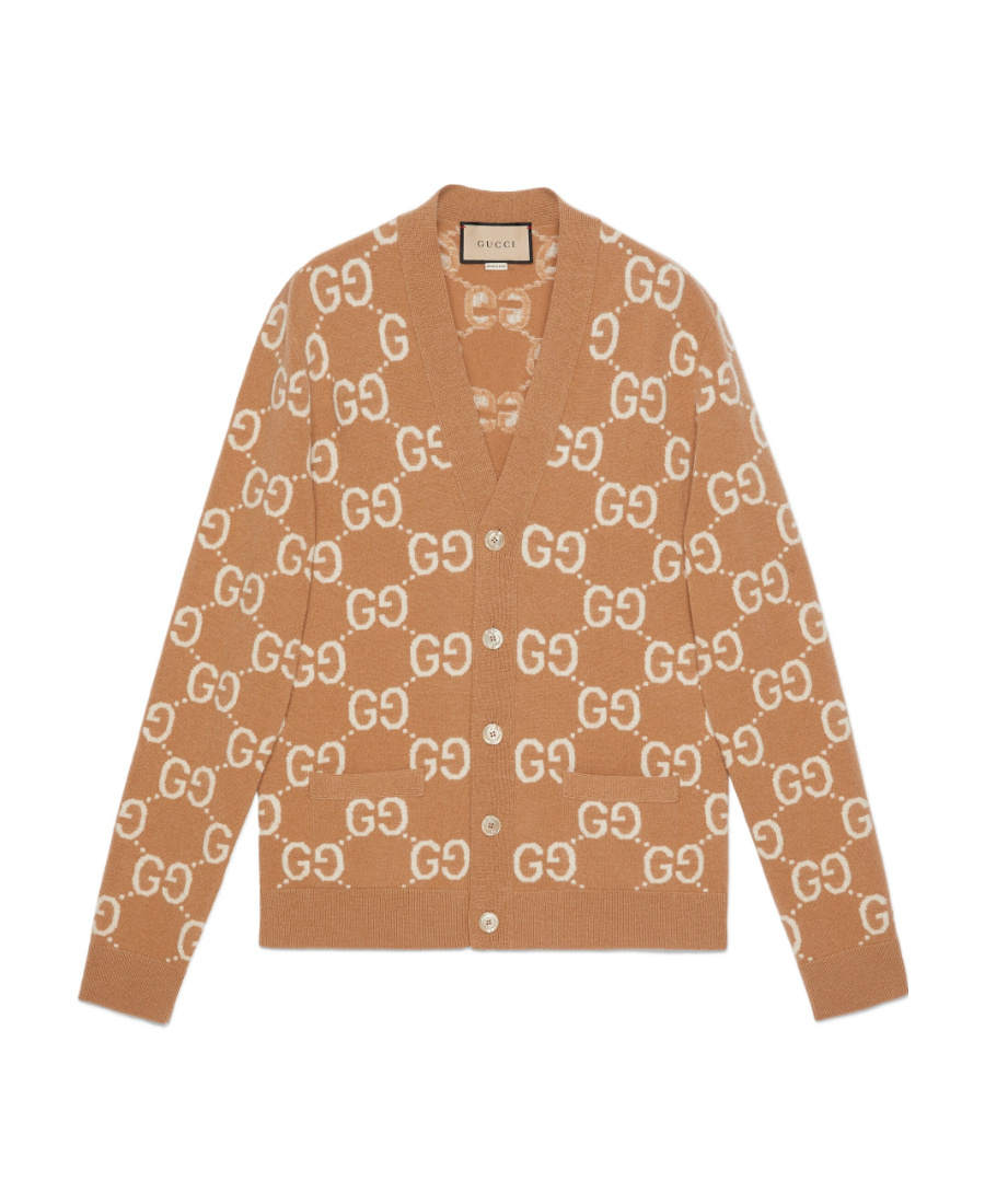 Gucci Gg Supreme Wool Cardigan In Pink