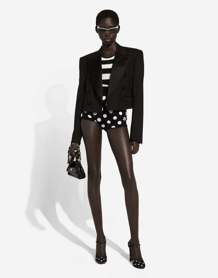 Dolce & Gabbana Crew-neck Striped Top In Black