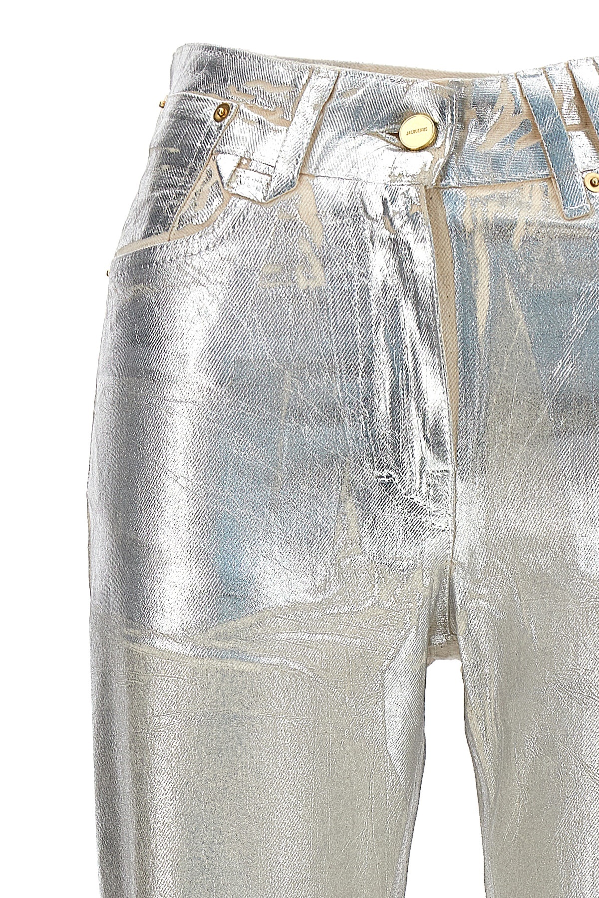 Jacquemus Jeans With Beaded Details In Gray