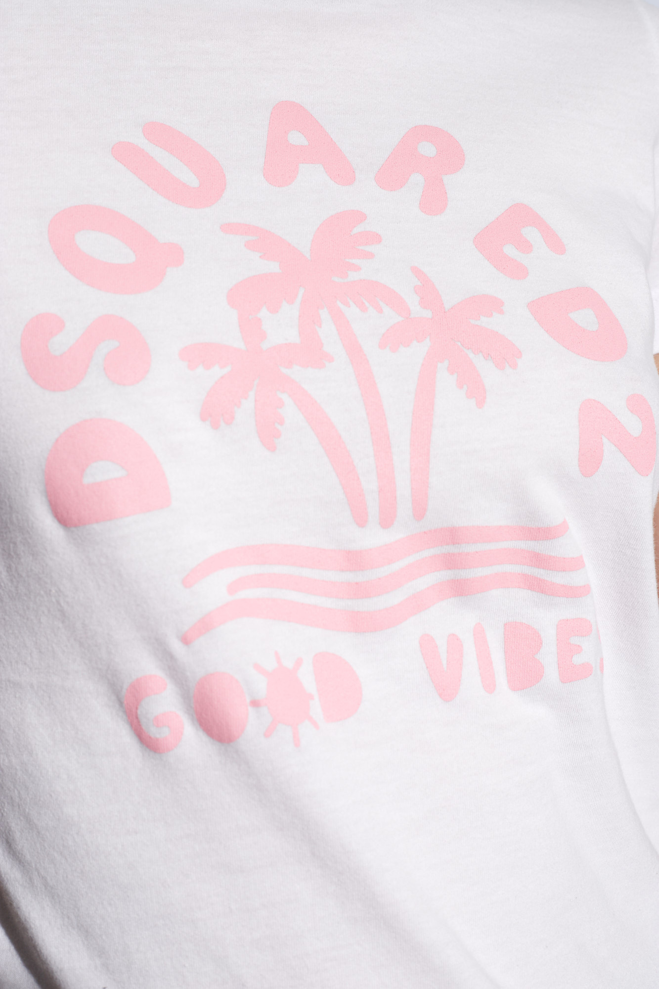 Dsquared2 Crew Neck Good Vibes Printed T-shirt In White