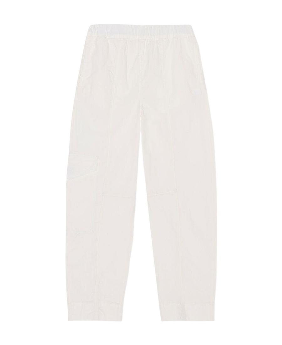 Ganni Elasticated-waist Tapered Trousers In White