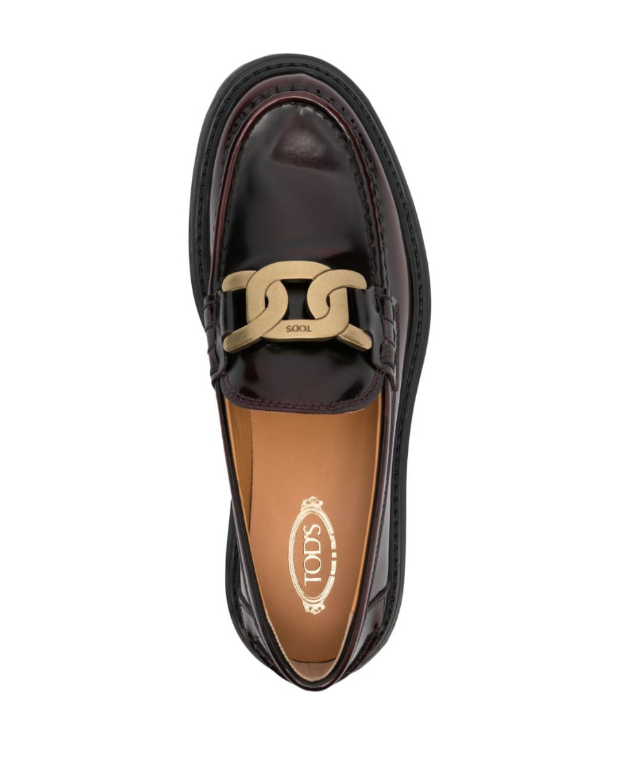 Tod's Woman Loafers Deep Purple Size 10 Leather In Purple