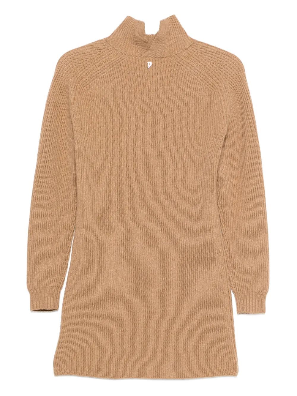Dondup Ribbed-knit Dress In Brown