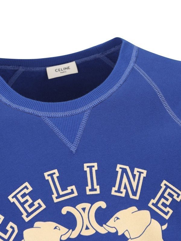 Celine Slim-fit Logo-print Cotton-jersey Sweatshirt In Multi