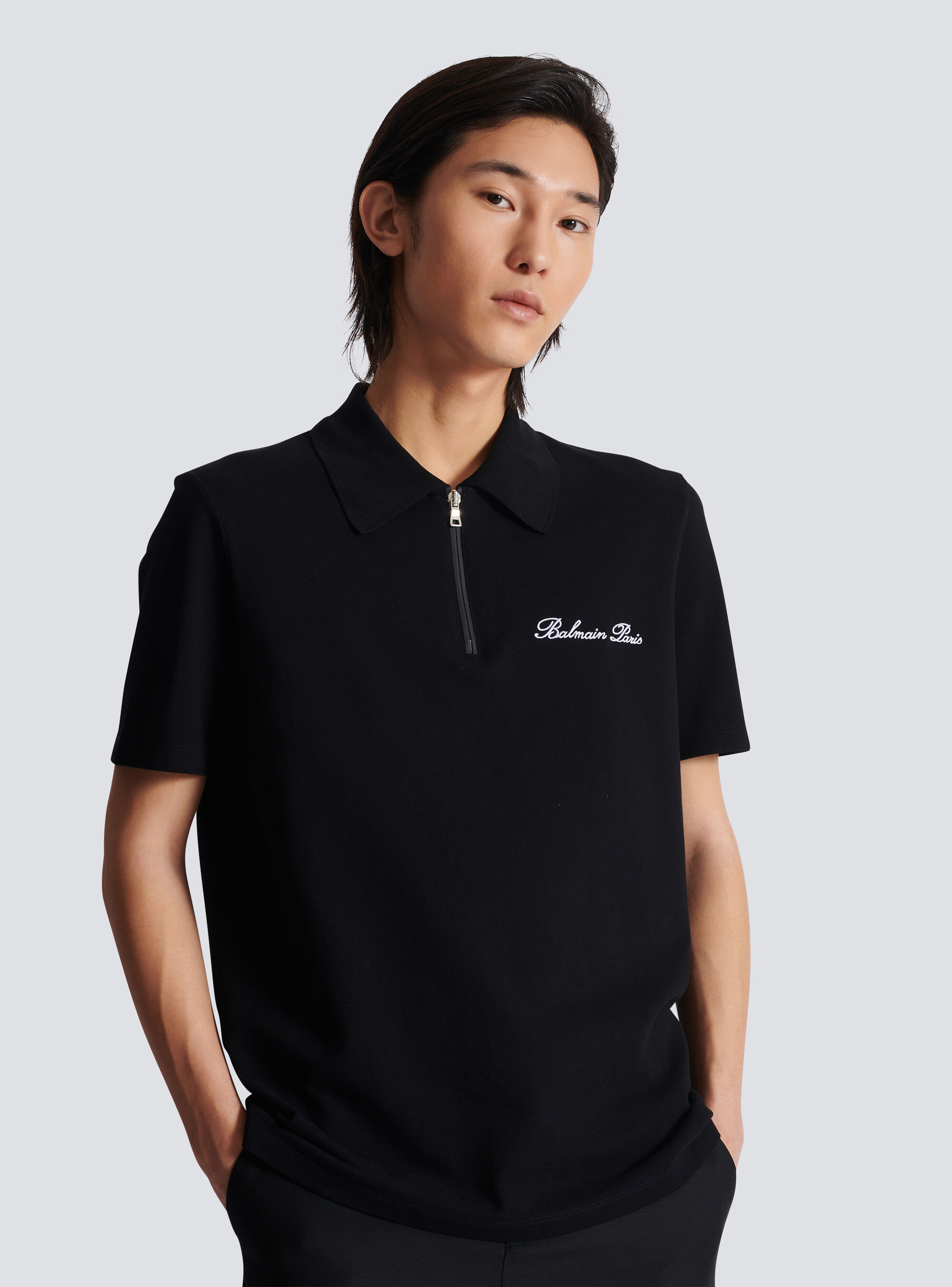 Balmain Signature Black Cotton T-shirt In Black