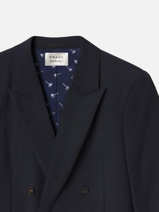 Frame Double-breasted Suit Jacket In Black
