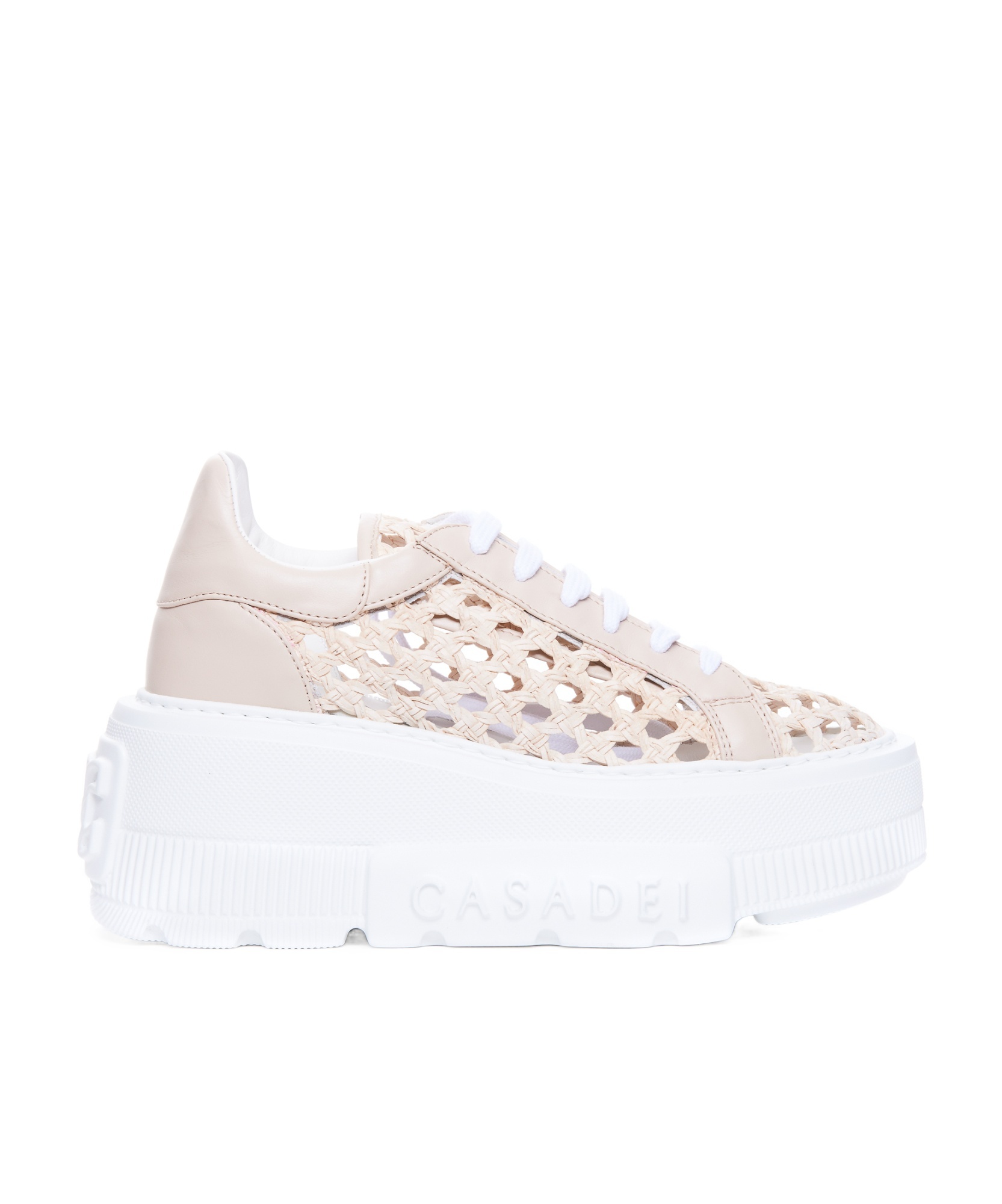 Casadei Round-head Platform Sneakers In White