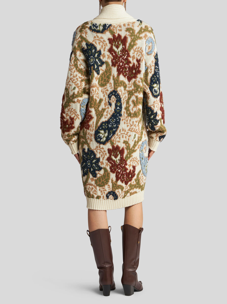 Shop Etro Paisley Jacquard-knit Buttoned Long Cardigan In Multicolor