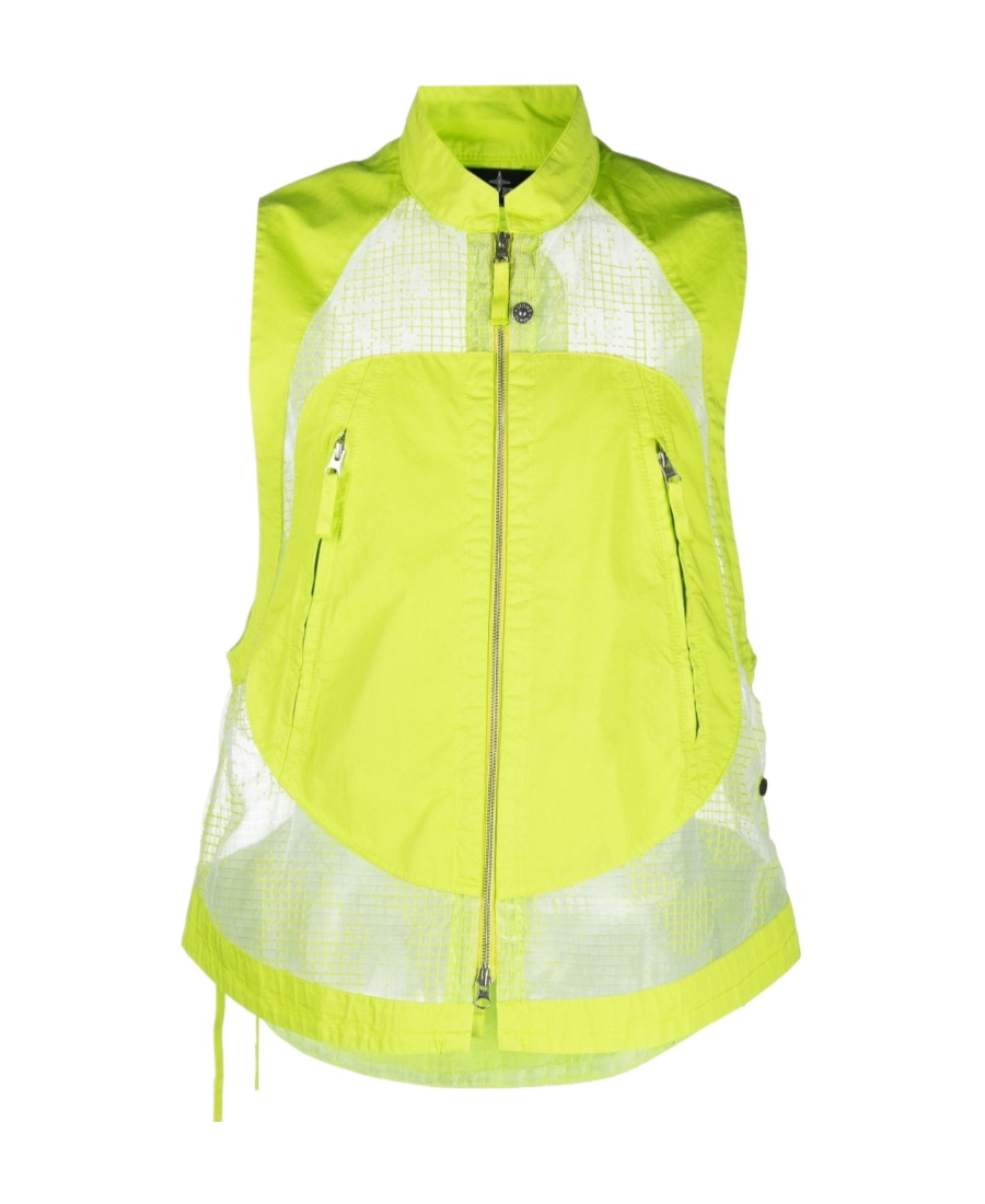 Stone Island Mesh-panel Vest In Yellow