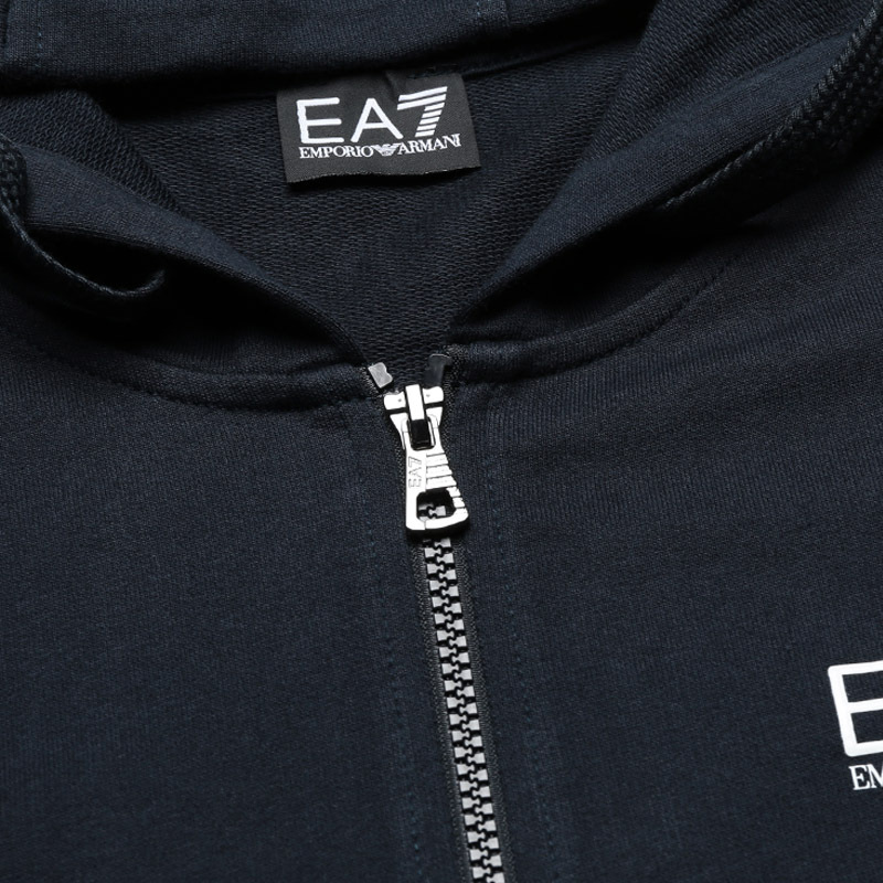 Ea7 Logo-printed Hooded Hoodie In Black