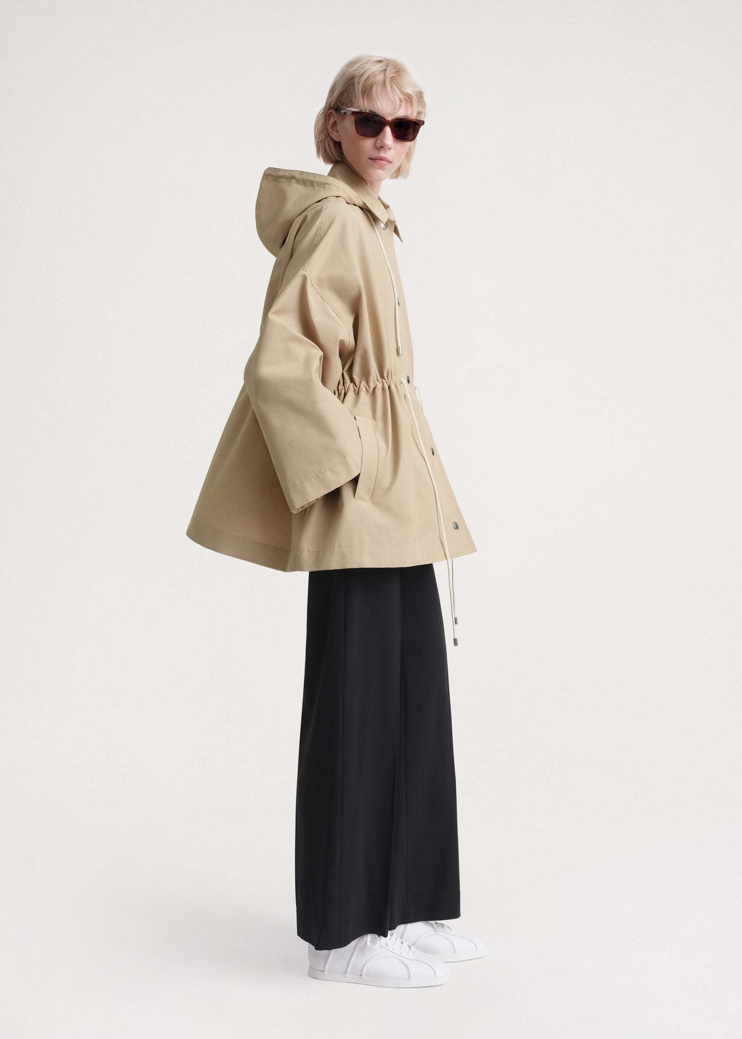 Totême Drawstring-waist Hooded Jacket In Nude
