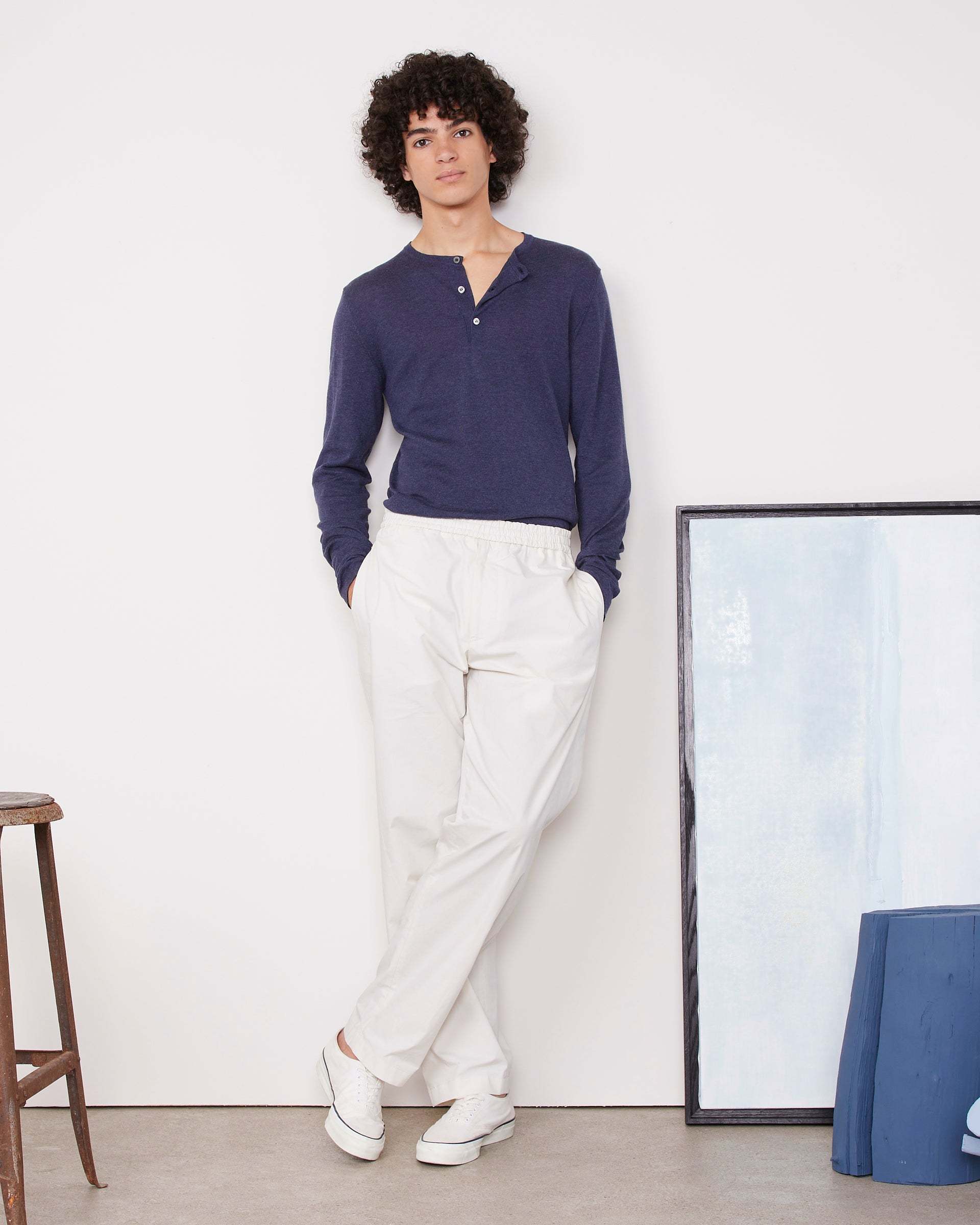 Officine Generale Elasticated-waist Tapered Trousers In White