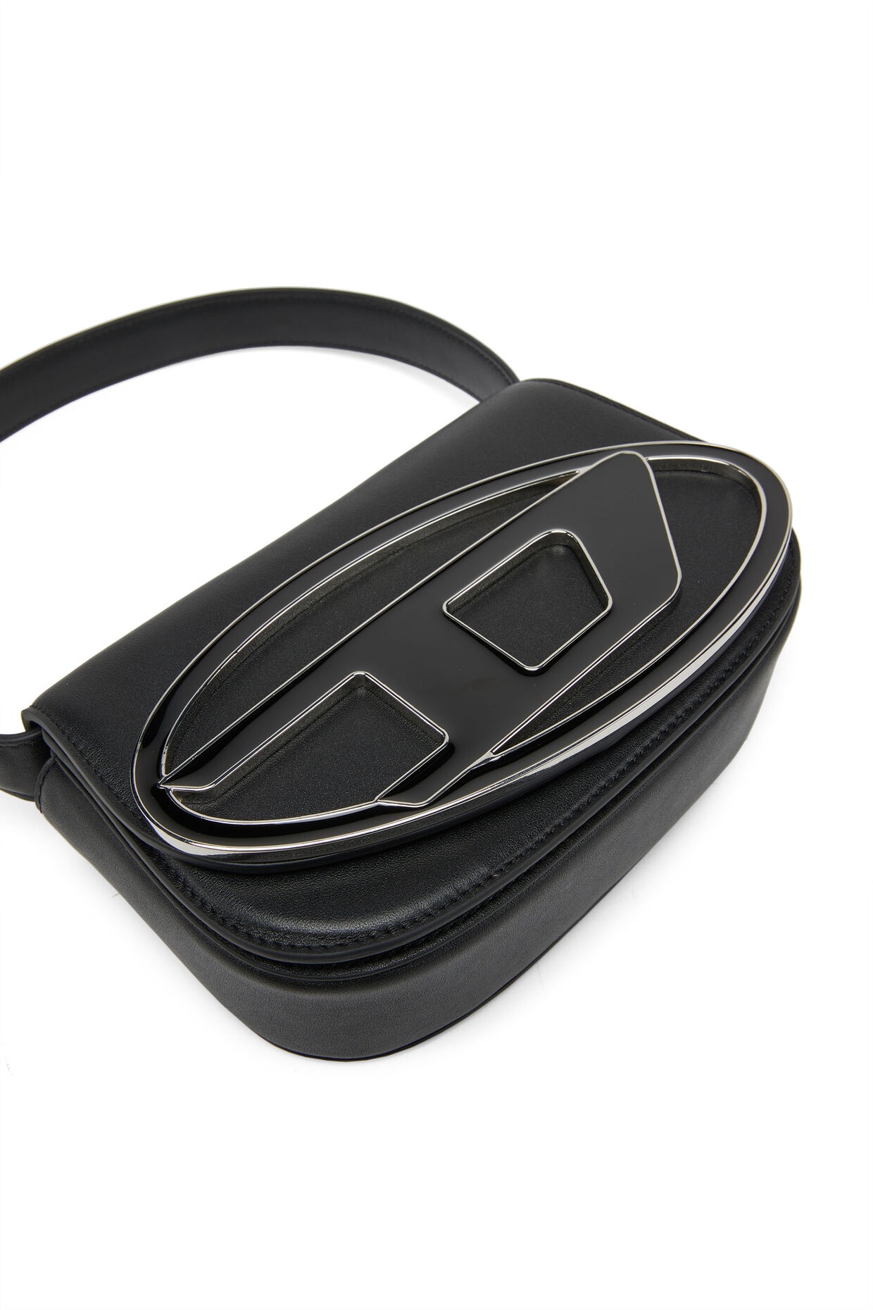 Diesel Mini Shoulder Bag In Soft Nappa Leather With Logo Detail In Black