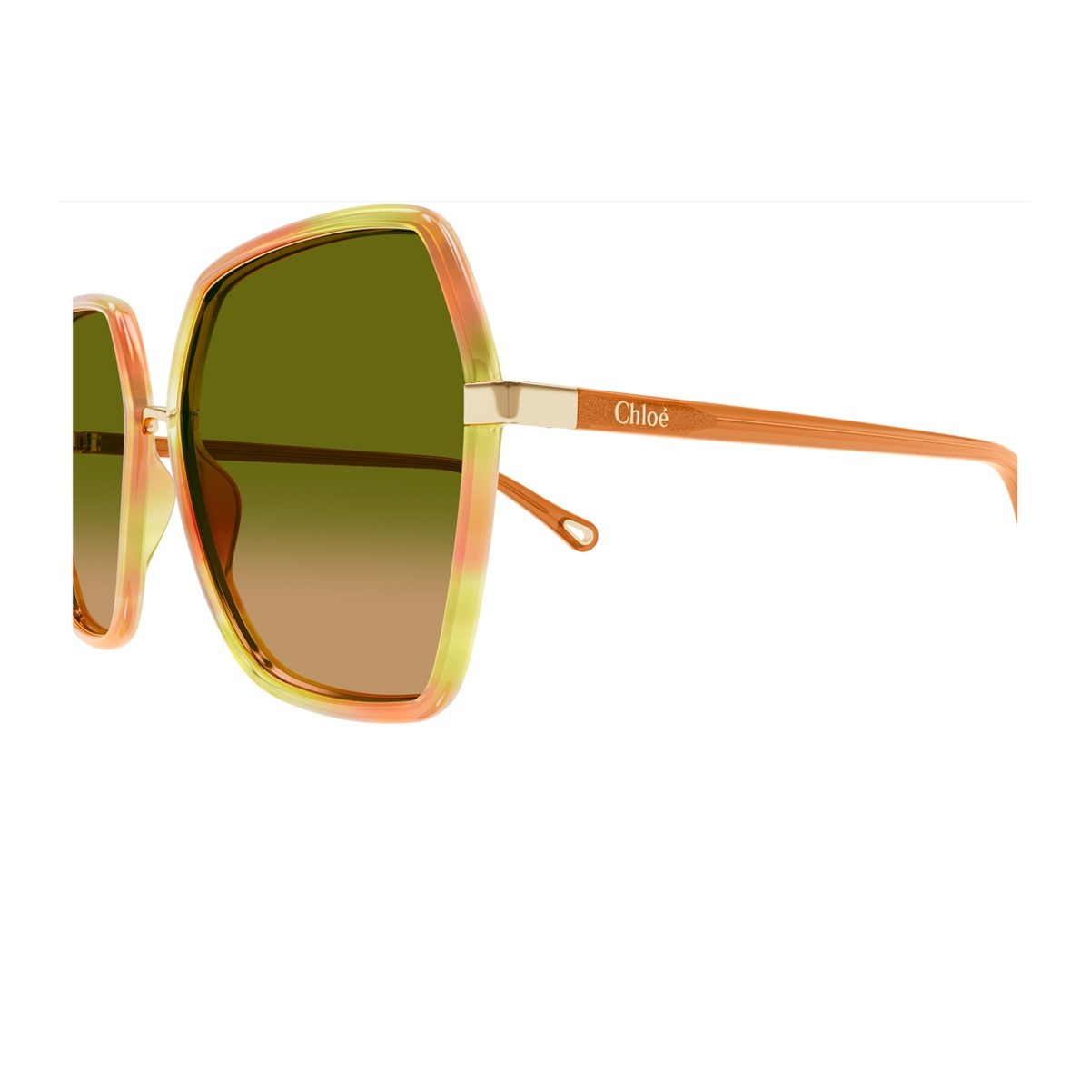 Chloé Ch0262s Linea 004 Havana Orange Green Sunglasses In Brown