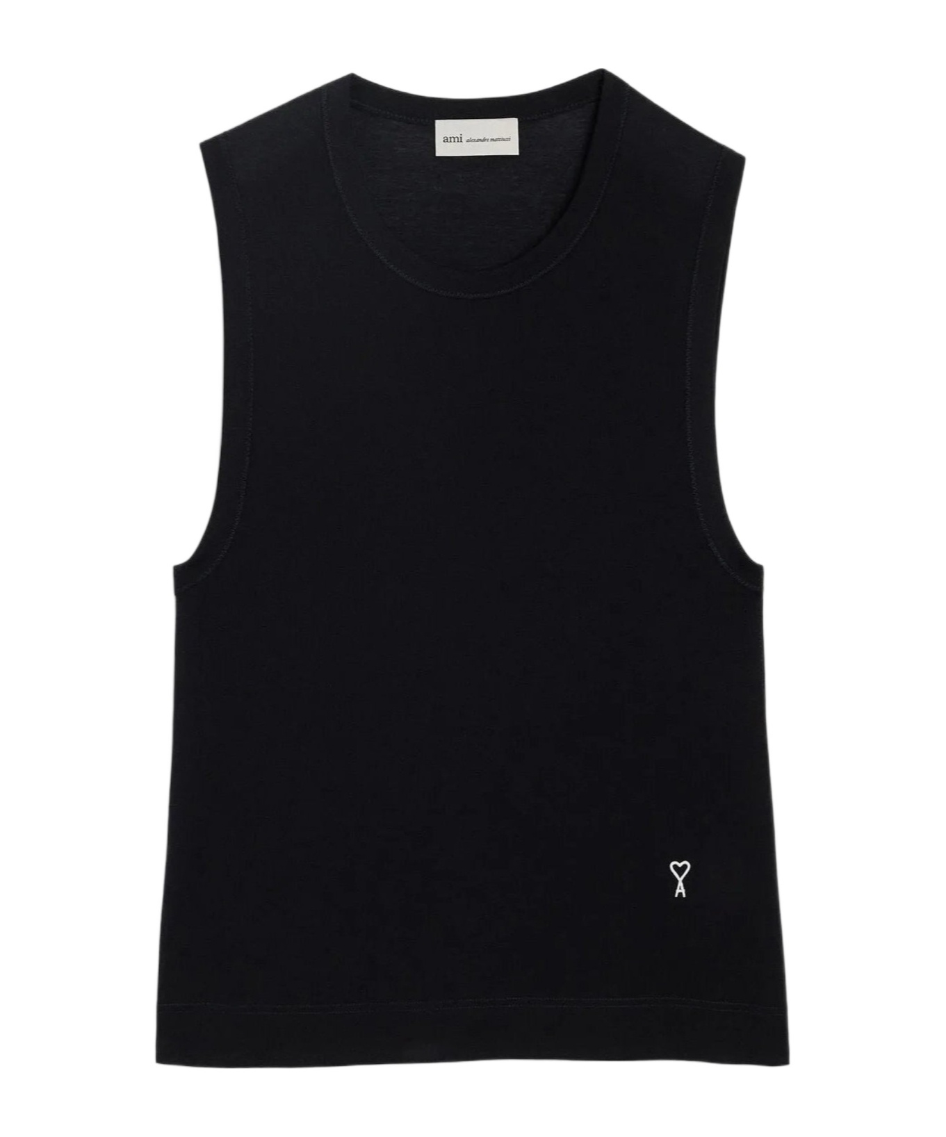 Ami Alexandre Mattiussi Round Neck Sleeveless Vest In Black