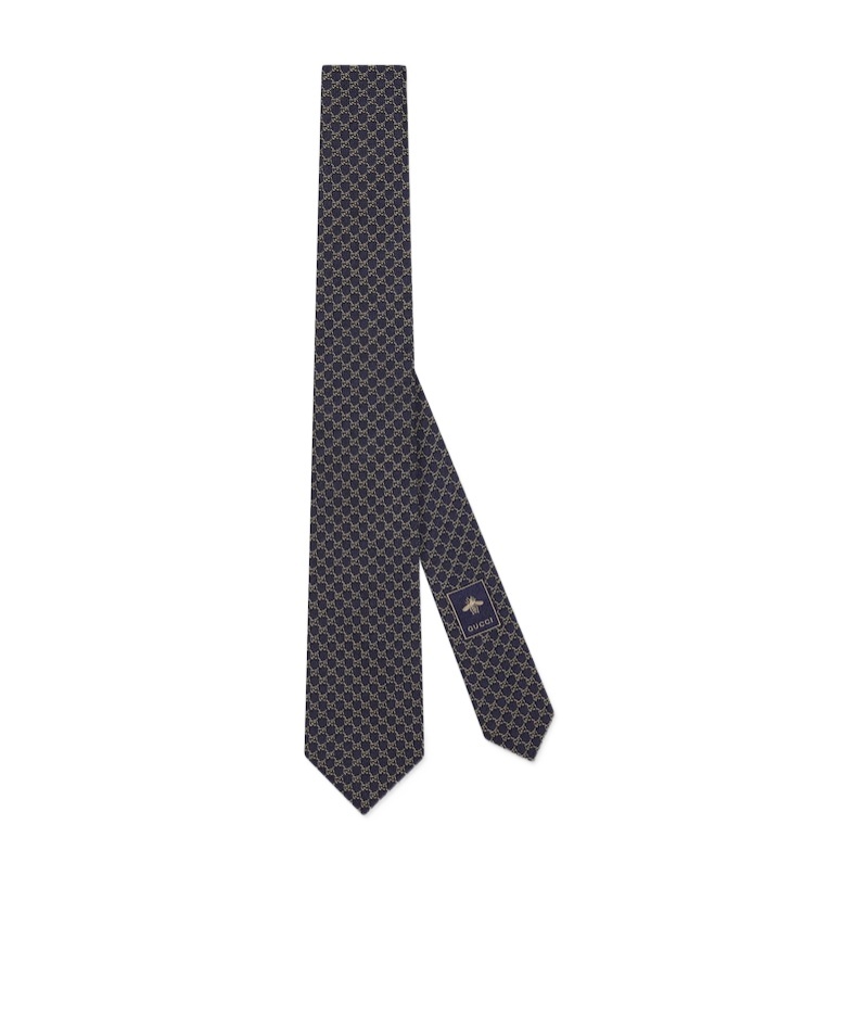 Gucci Gg Silk Jacquard Tie In Black