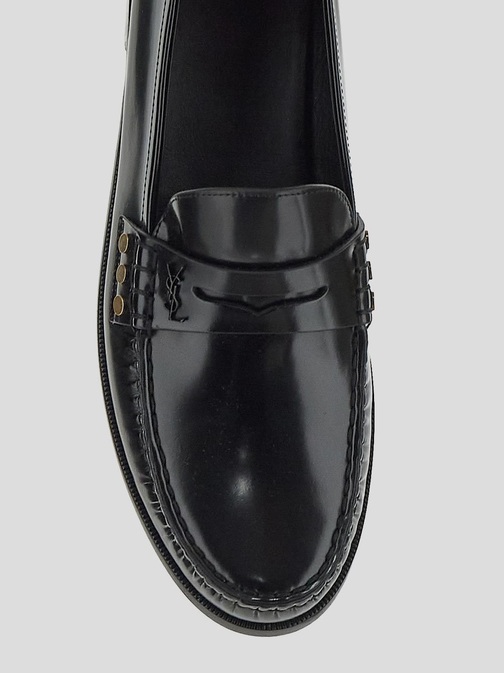 Saint Laurent Almond-toe Leather Loafers In Black