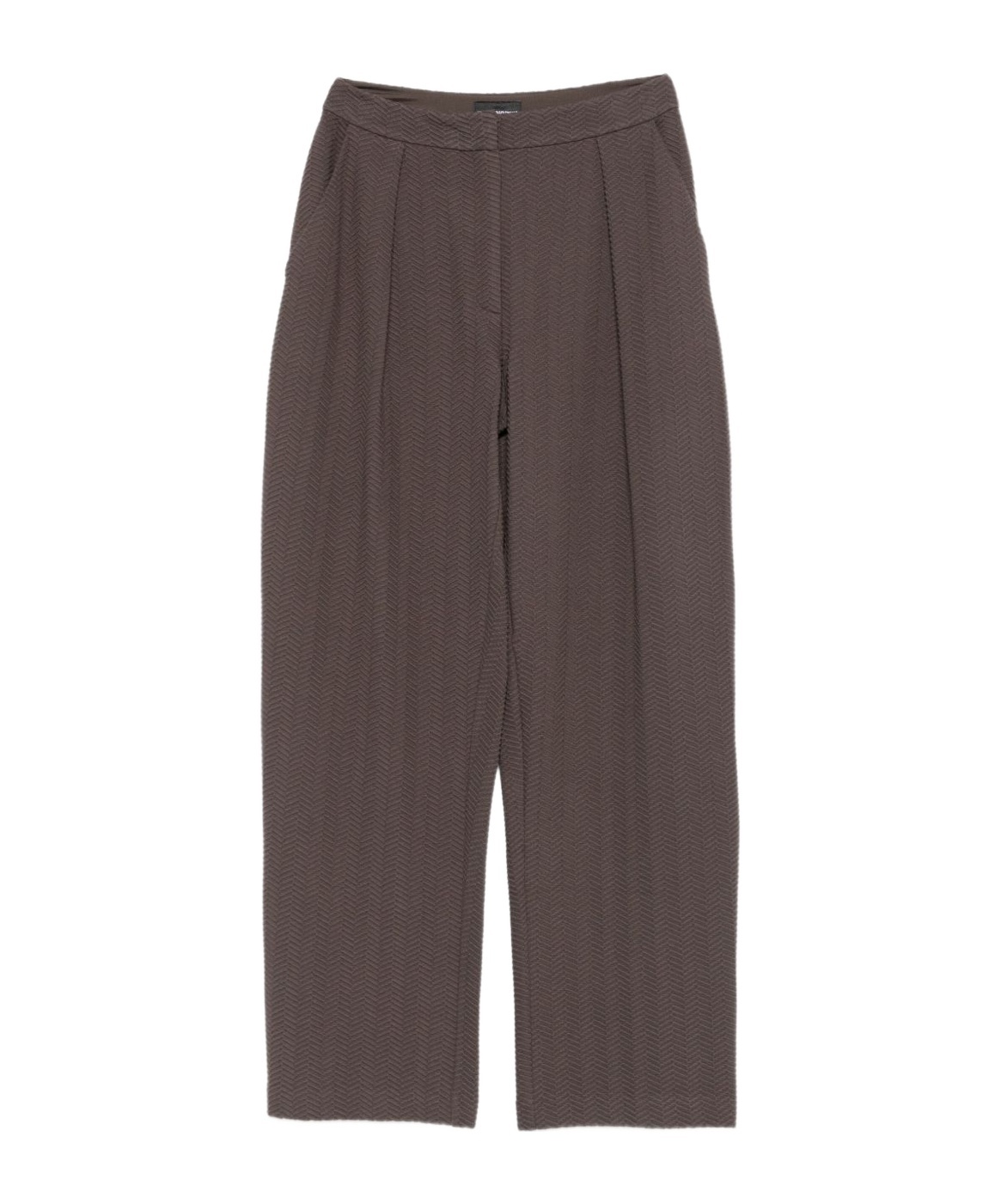 Emporio Armani Chevron-motif Pleated Straight Trousers In Brown