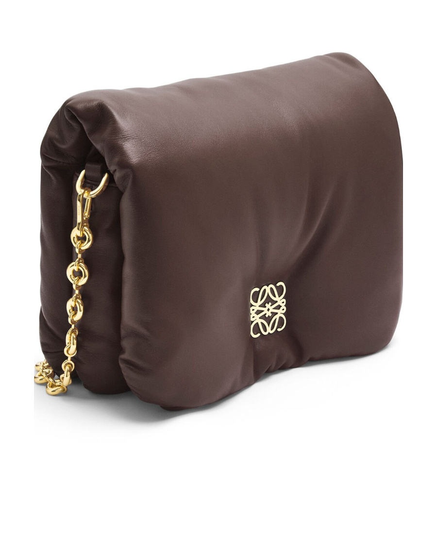 Loewe Puffer Goya Bag In Shiny Nappa Lambskin In Brown