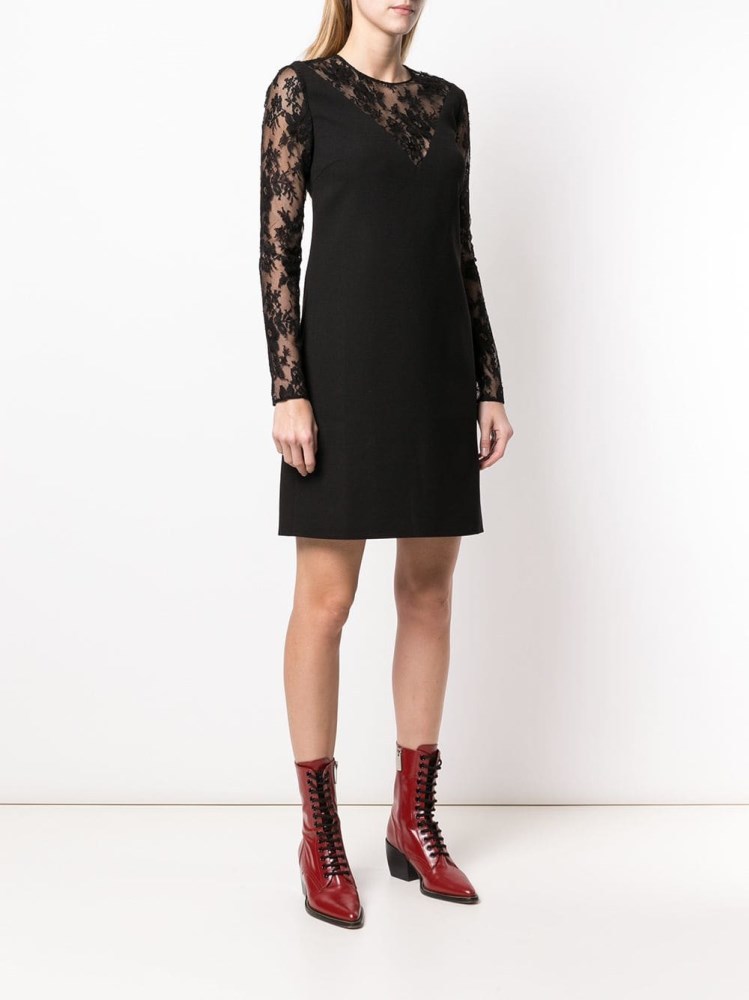 Givenchy Mini Floral Lace Dress In Black