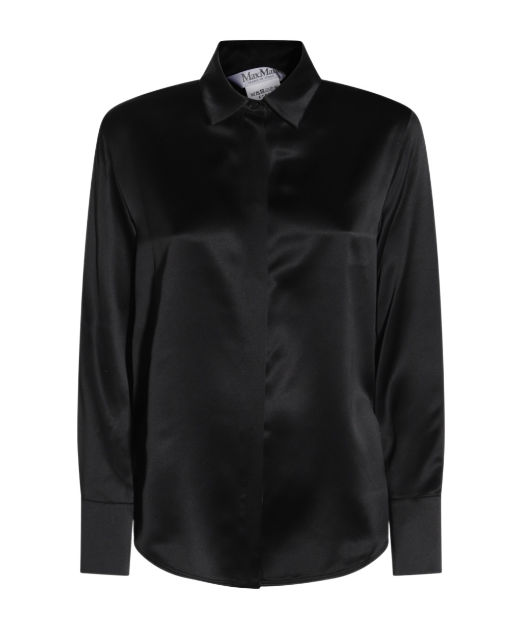 Max Mara Aiello Silk Satin Regular Shirt In Black