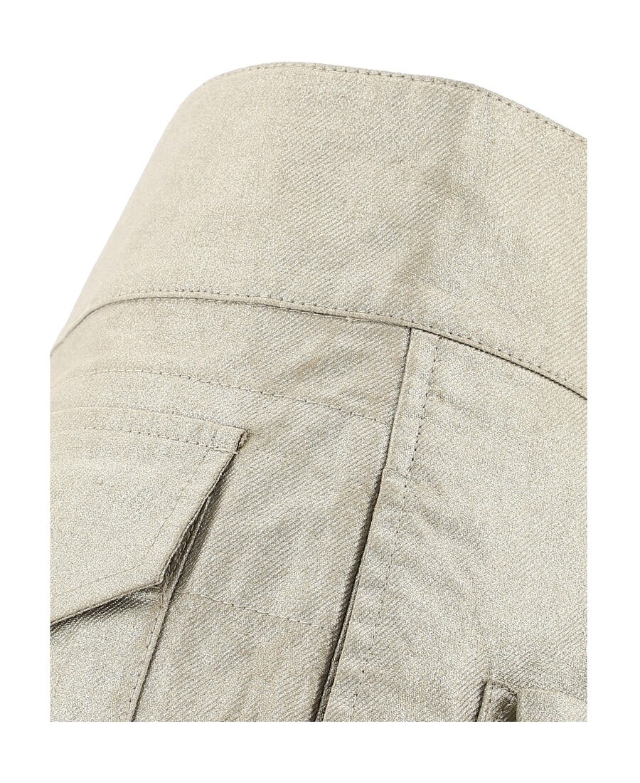 Saint Laurent Coated Linen Shorts In Nude