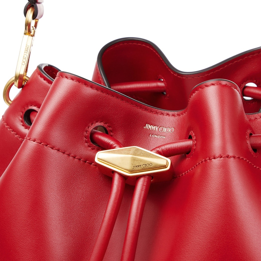 Jimmy Choo Womens Ruby Red/gold Cinch M Leather Shoulder Bag In Red