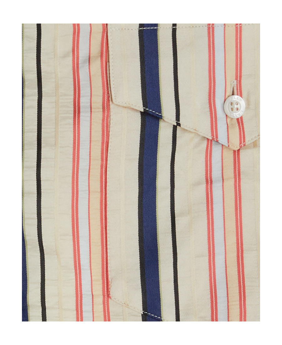 Bally Silk Shirt With Mandarin Collar And Pockets In Nude