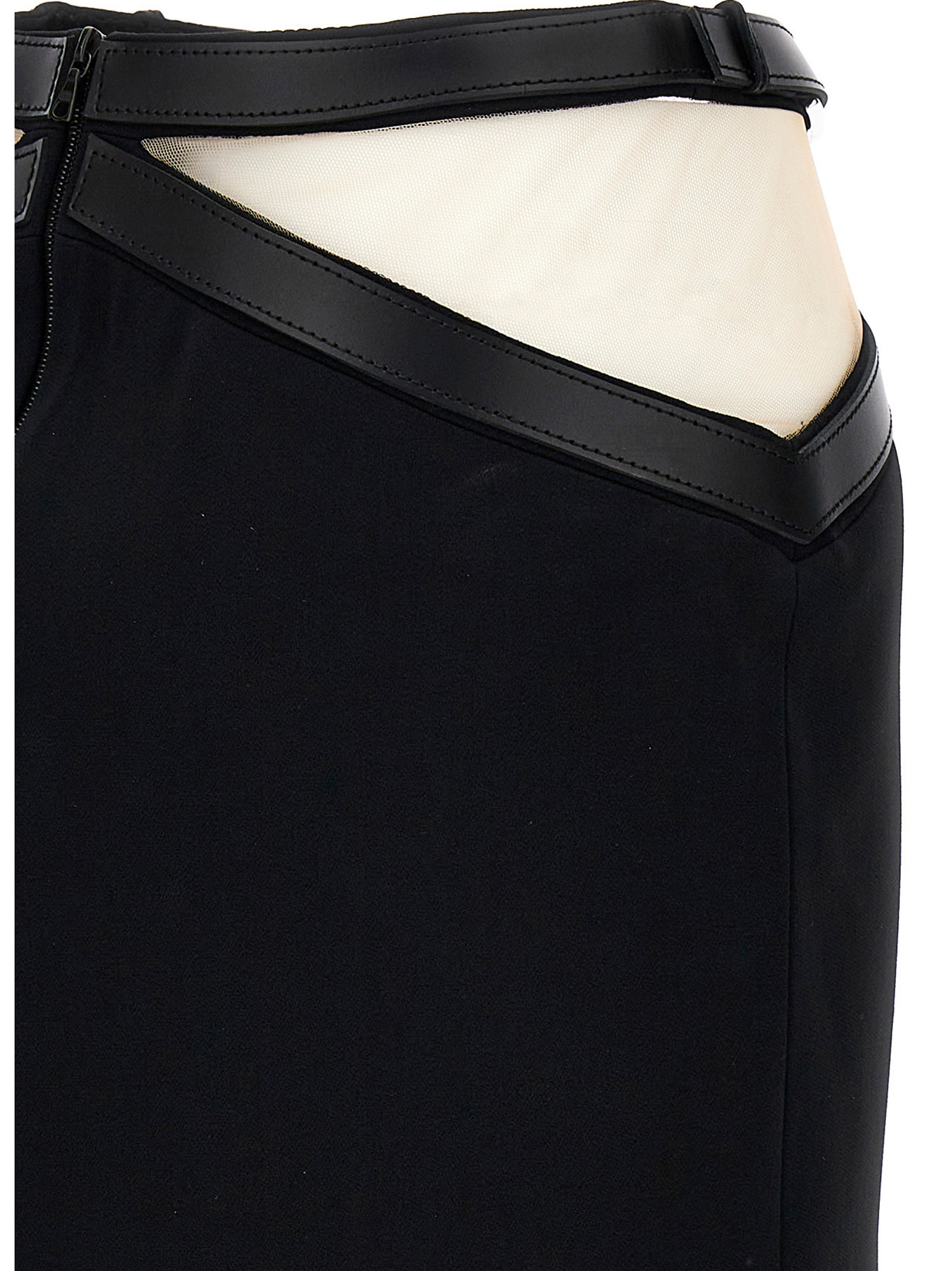 David Koma Cross Waist Band Net Insert Skirts Black In Black