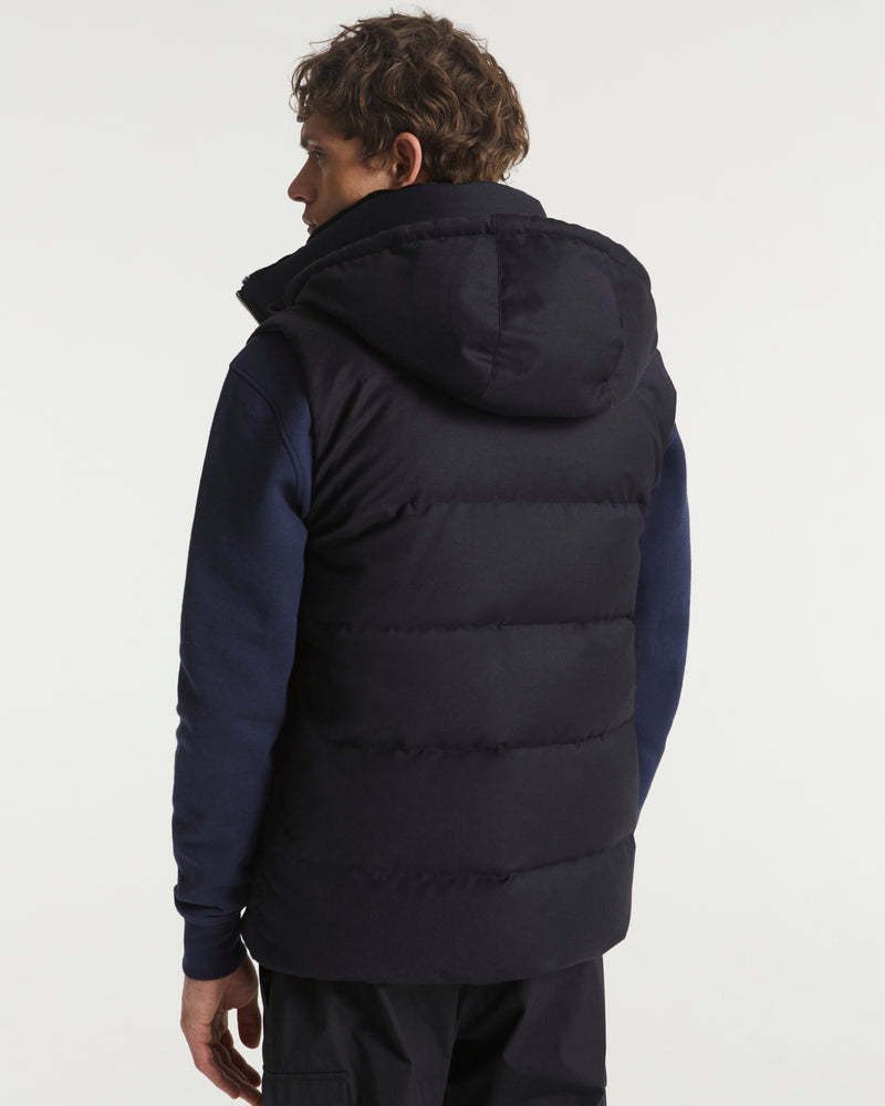 Shop Yves Salomon Sleeveless Wool Down Vest In Black